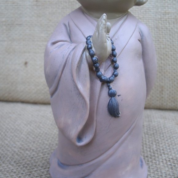 Standing Buddhist Monk with Mala Resin Figurine - Picture 8 of 16